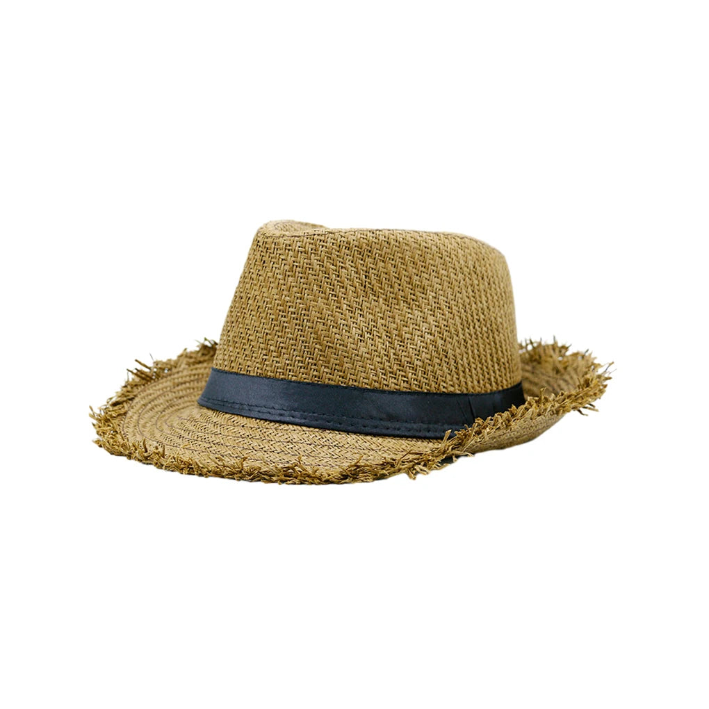 Trilby Straw Hat – Frayed Brim Summer Style