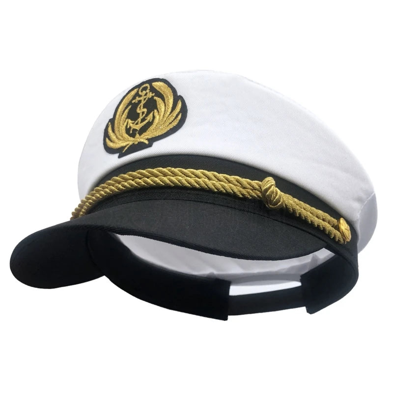 Captain Sailor Cap – Embroidered Crest & Rope Detail