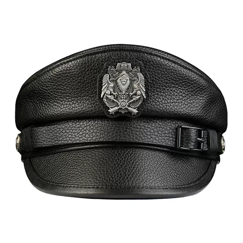Leather Sailor Cap – Cowhide Badge & Contrast Strap