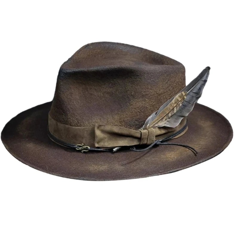 Wool Felt Cowboy Hat with Feather – Distinctive Western Flair