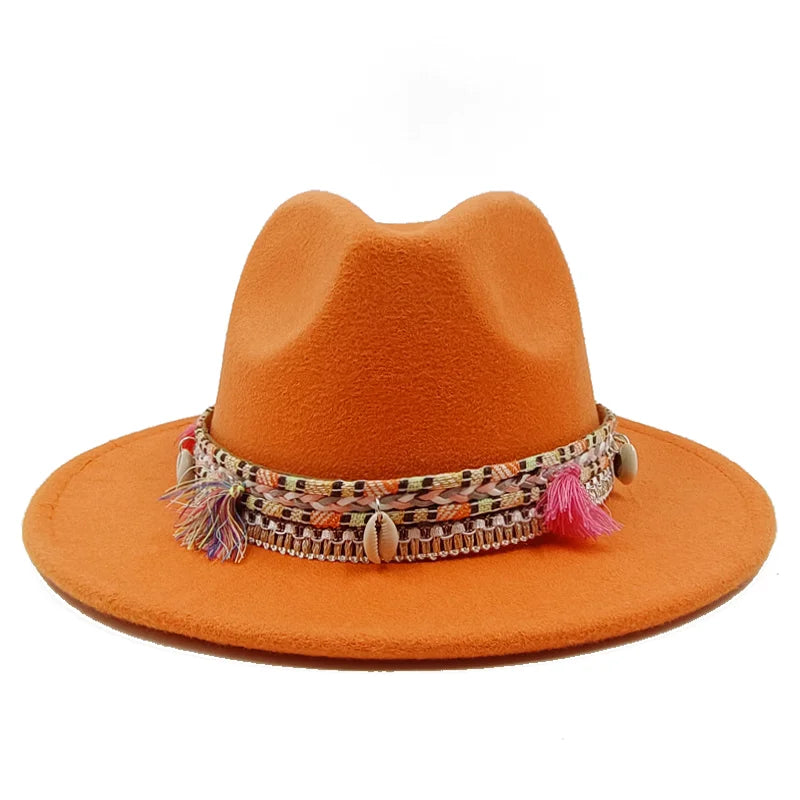 Fedora Hat – Bohemian Shell & Tassel Band