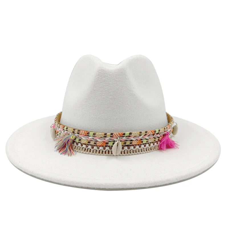 Fedora Hat – Bohemian Shell & Tassel Band
