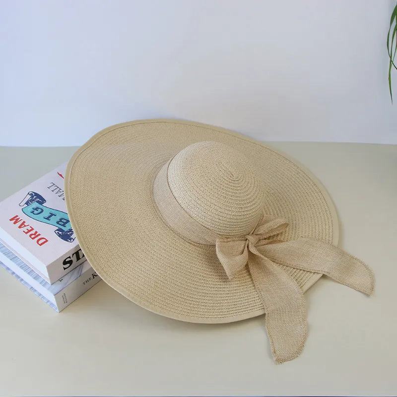 Straw Hat – Wide Brim & Delicate Bow For Summer Days