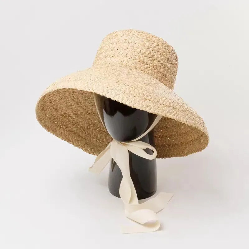 Straw Hat – Sculptural Wide Crown With Minimalist Charm