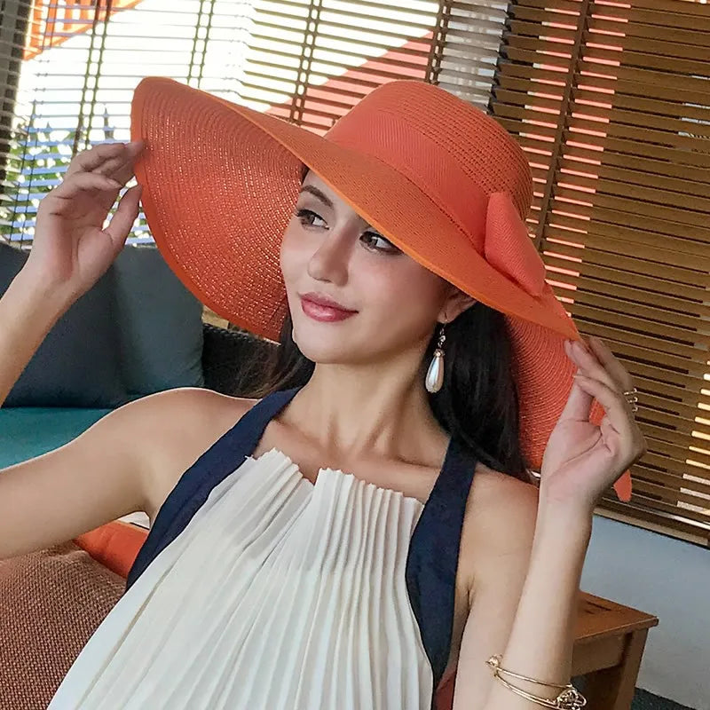 Straw Hat – Wide Brim With Elegant Bow Tie