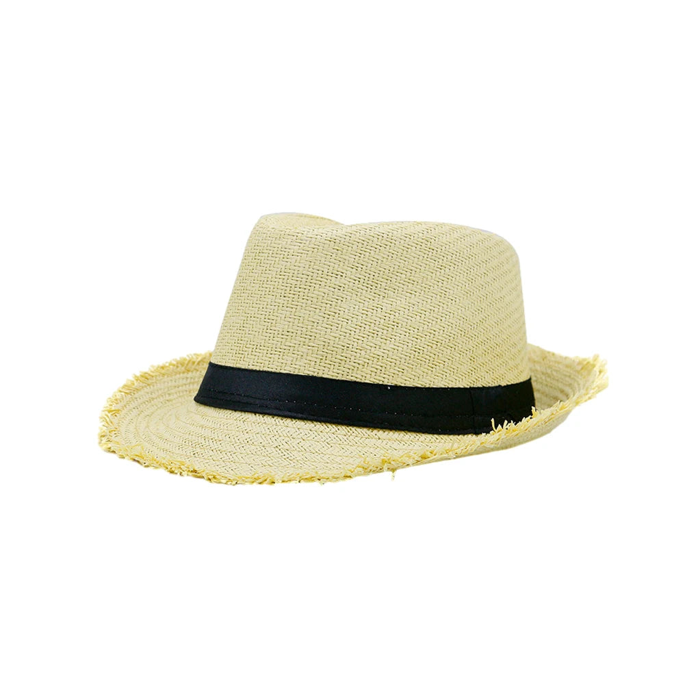 Trilby Straw Hat – Frayed Brim Summer Style