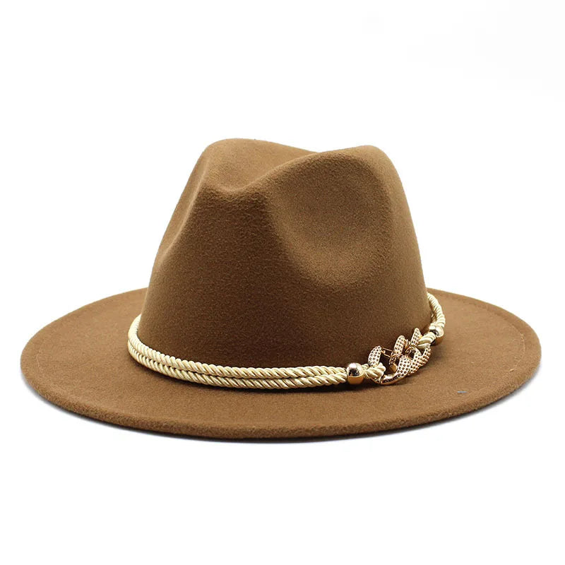 Fedora Hat – Rope Band With Chain Accent