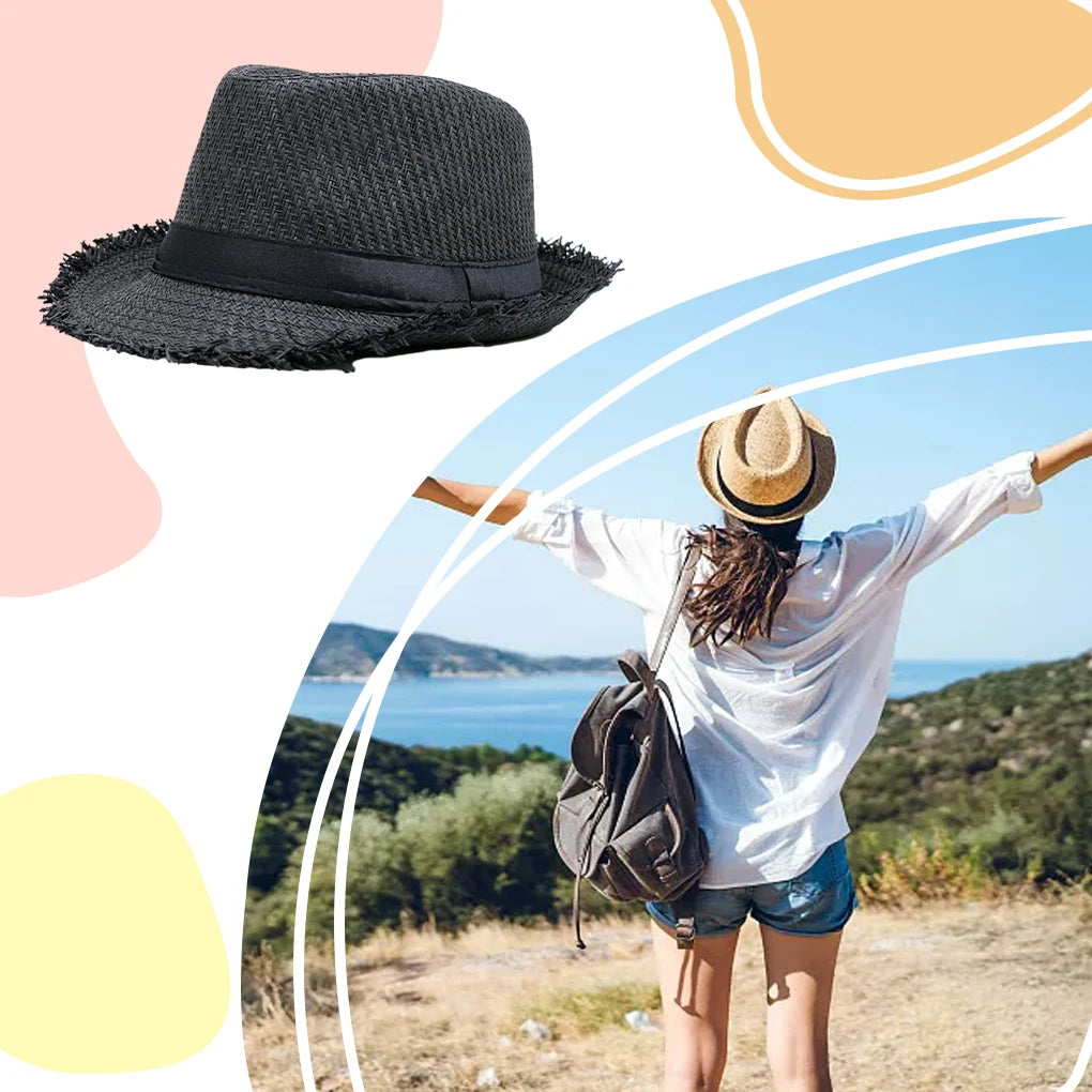 Trilby Straw Hat – Frayed Brim Summer Style