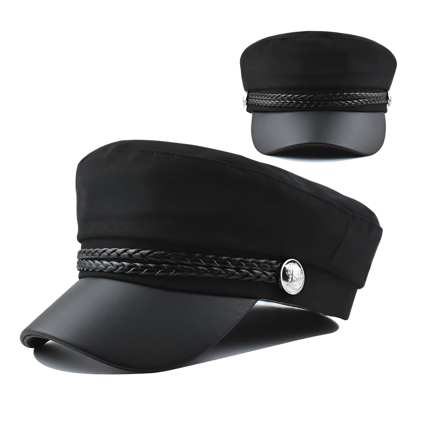 Braided Wool Sailor Cap – Structured Feminine Design With Braided Trim