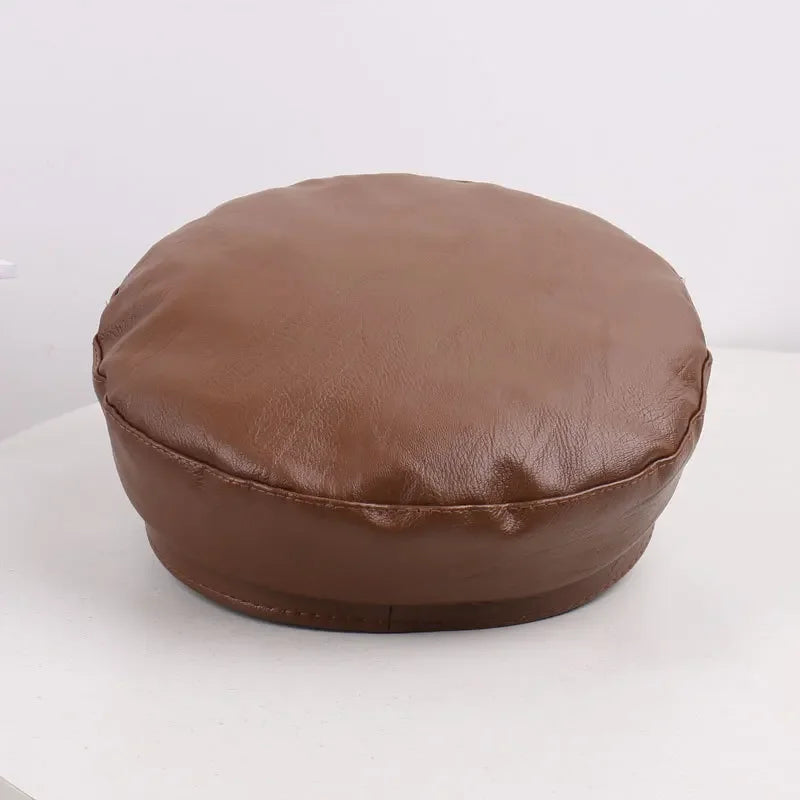 Leather Sailor Cap – With Double Chain And Structured Visor