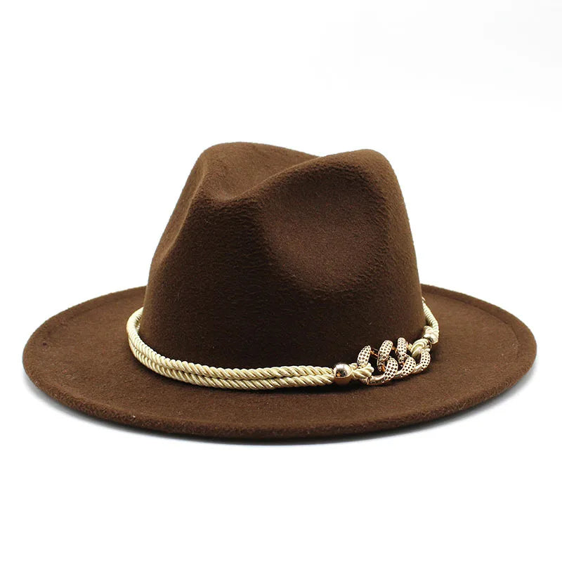 Fedora Hat – Rope Band With Chain Accent