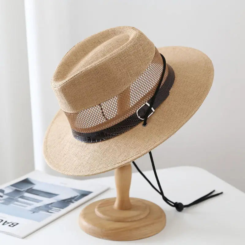 Panama Hat – Breathable Mesh Band & Chin Strap
