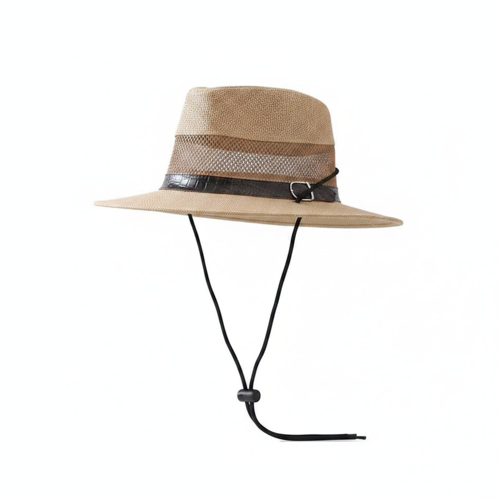 Panama Hat – Breathable Mesh Band & Chin Strap