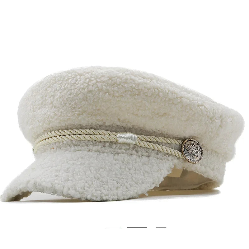 Textured Lamb Wool Sailor Cap – Soft & Stylish Octagonal Design