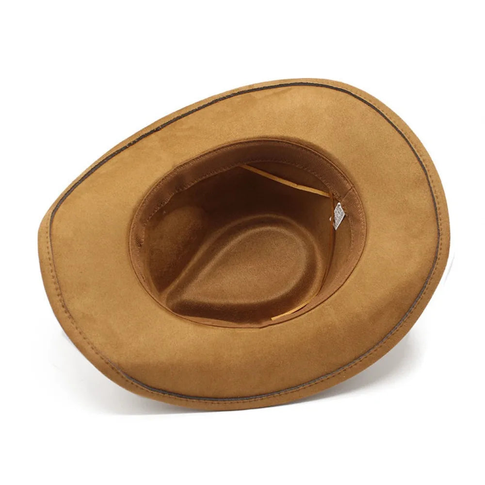 Cowboy Hat Suede With Bull Head Decor