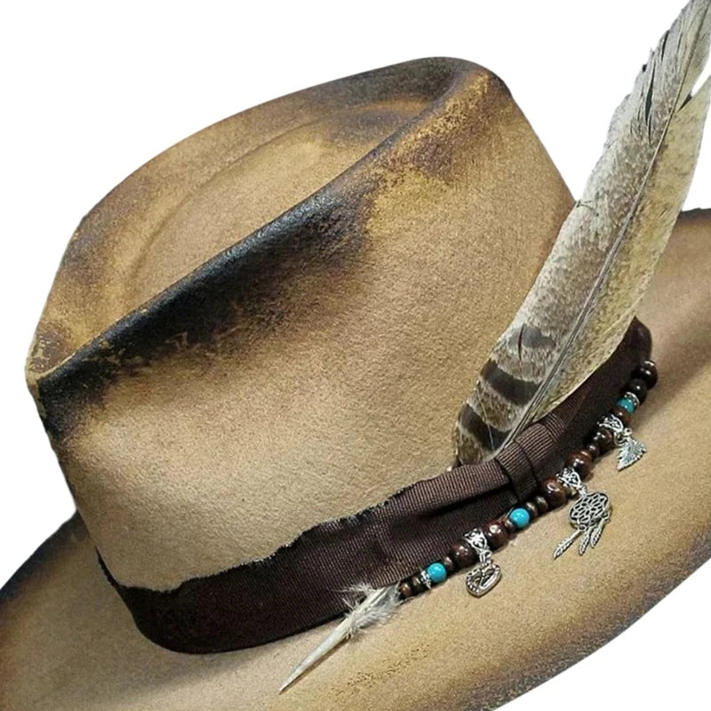 Wool Felt Cowboy Hat with Feather – Distinctive Western Flair