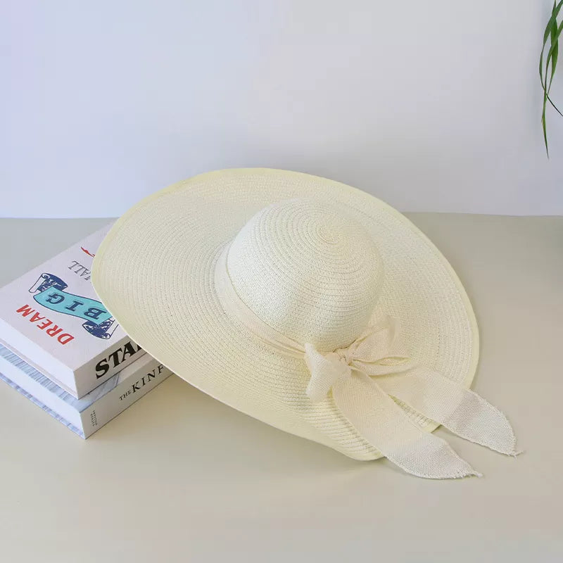 Straw Hat – Wide Brim & Delicate Bow For Summer Days