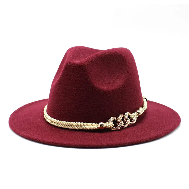 Fedora Hat – Rope Band With Chain Accent