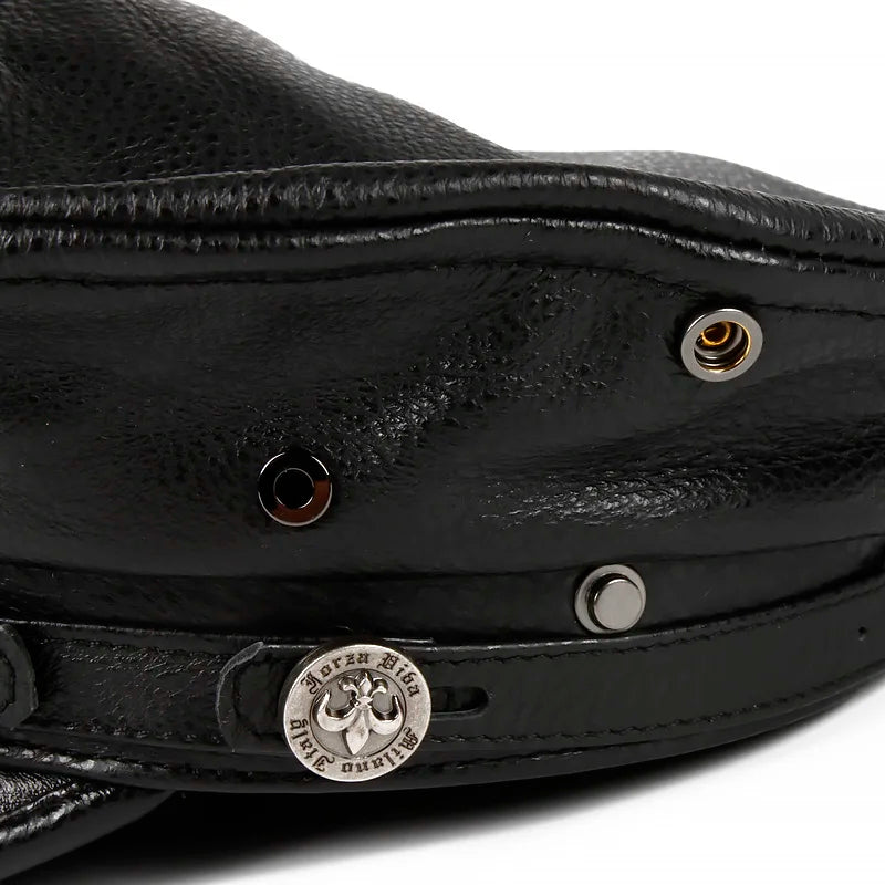 Leather Sailor Cap – Statement Badge & Structured Visor