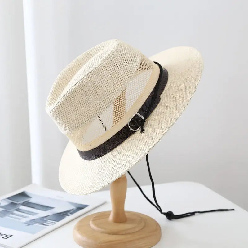 Panama Hat – Breathable Mesh Band & Chin Strap