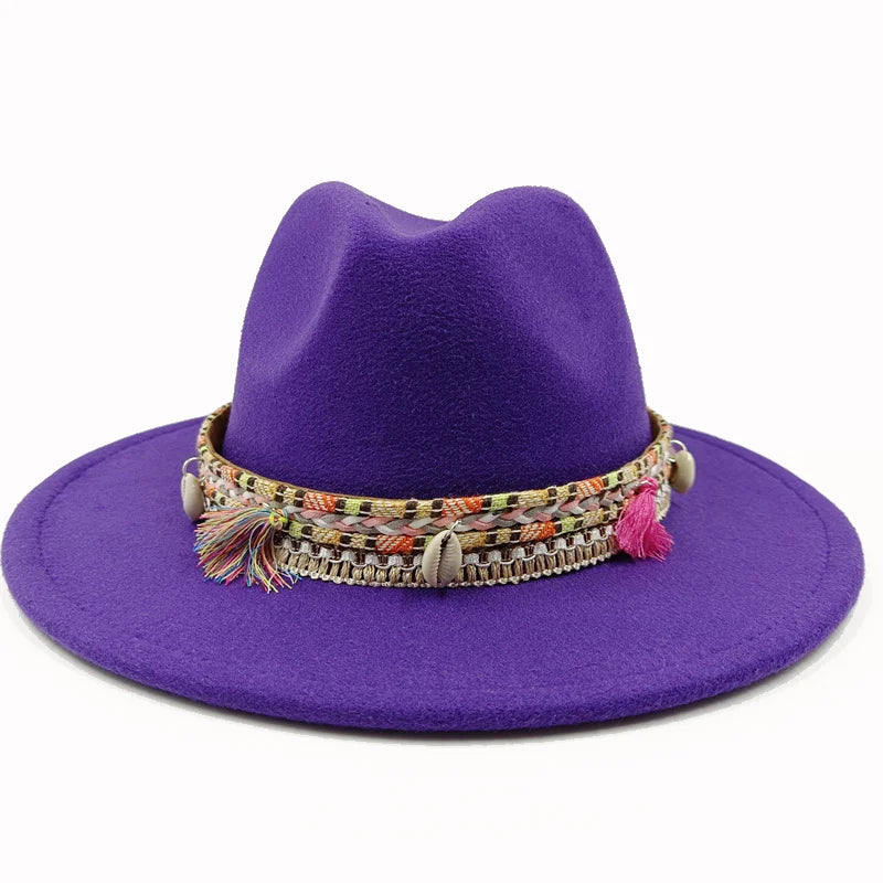 Fedora Hat – Bohemian Shell & Tassel Band