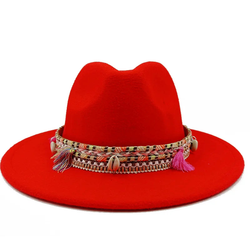 Fedora Hat – Bohemian Shell & Tassel Band