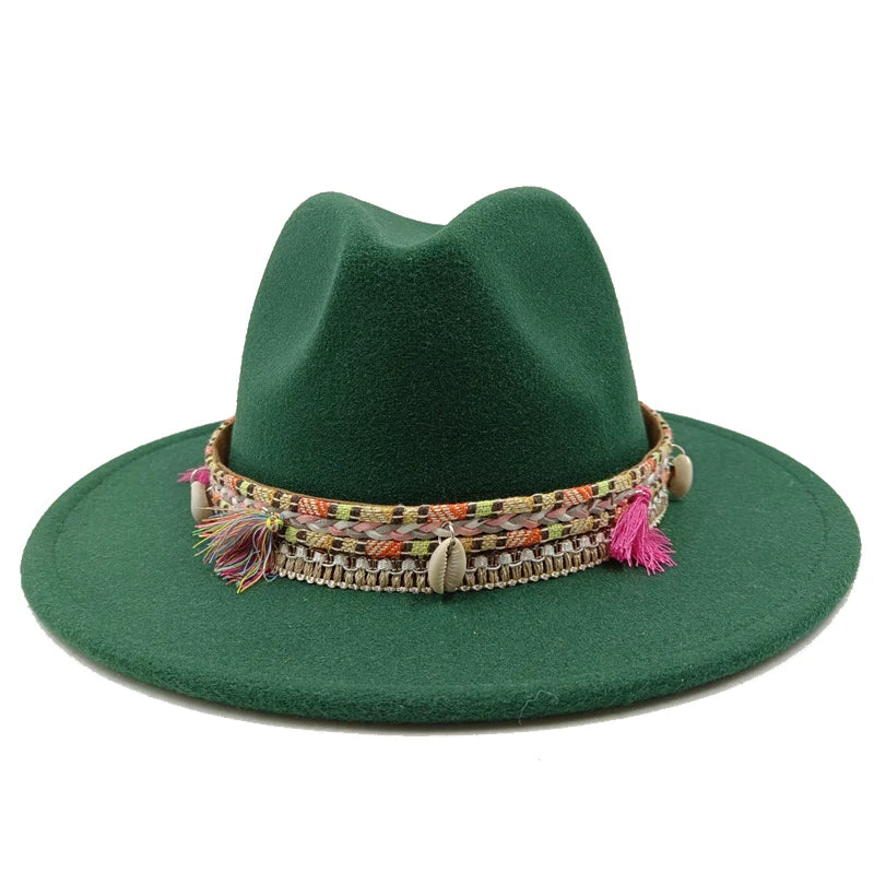 Fedora Hat – Bohemian Shell & Tassel Band