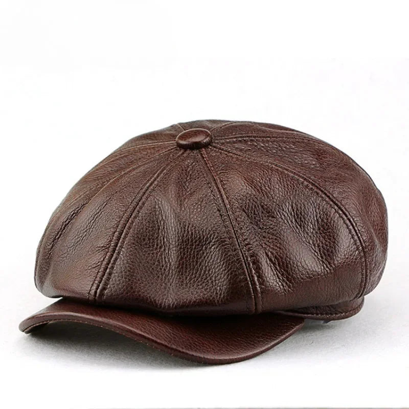 Newsboy Cap – Cowhide Leather With Polished Finish
