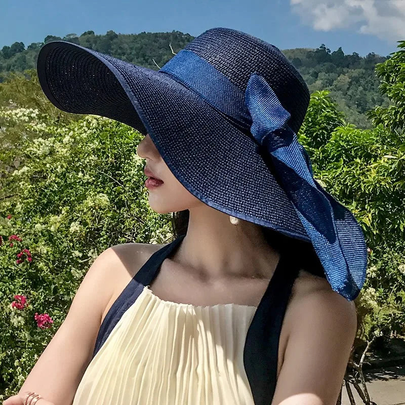 Straw Hat – Wide Brim With Elegant Bow Tie
