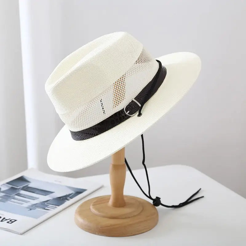 Panama Hat – Breathable Mesh Band & Chin Strap