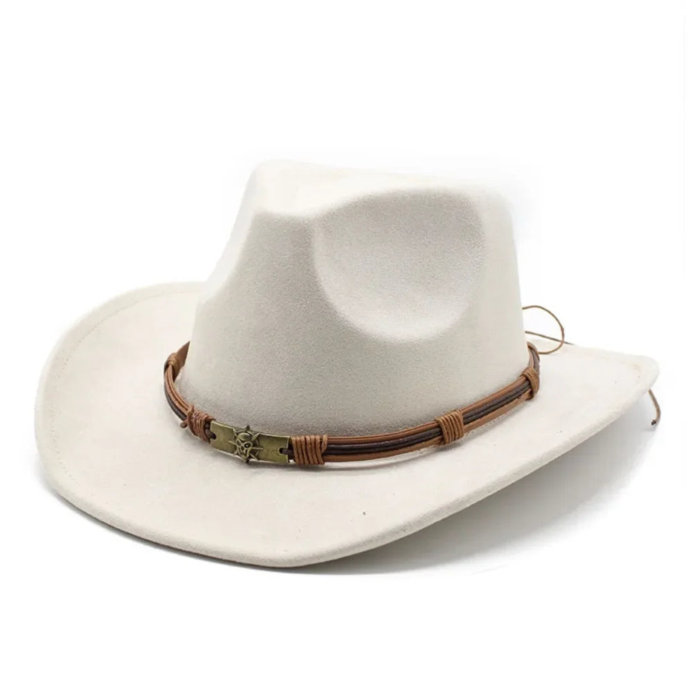Cowboy Hat Suede With Bull Head Decor