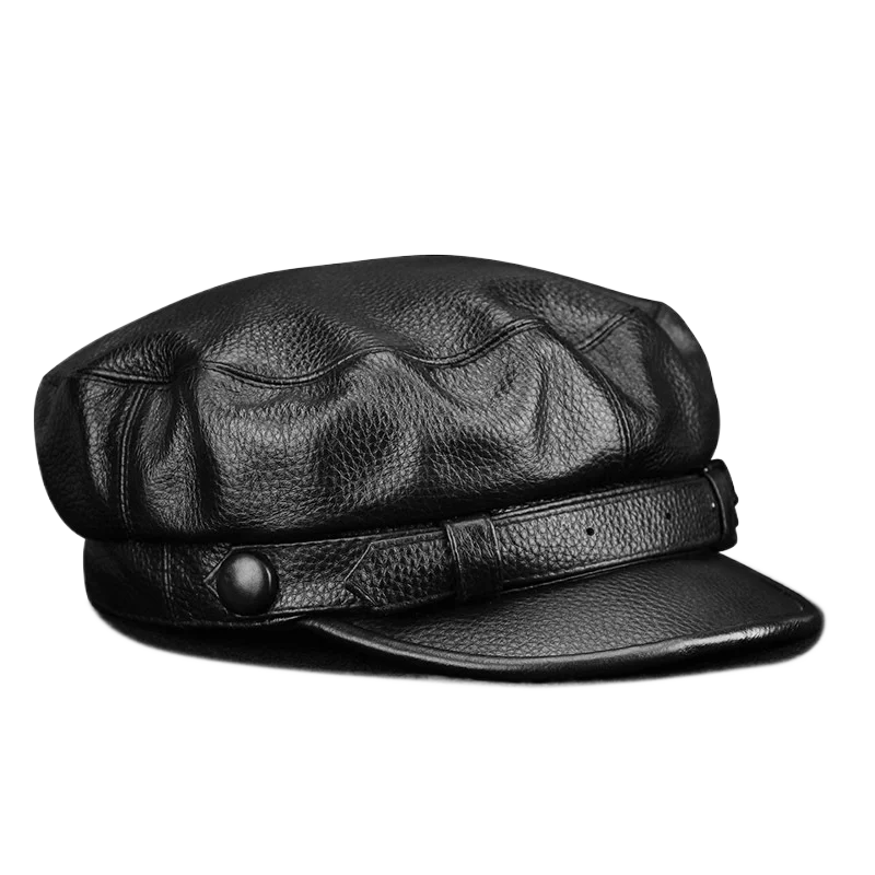 Leather Sailor Cap – Soft Cowhide With Belted Accent