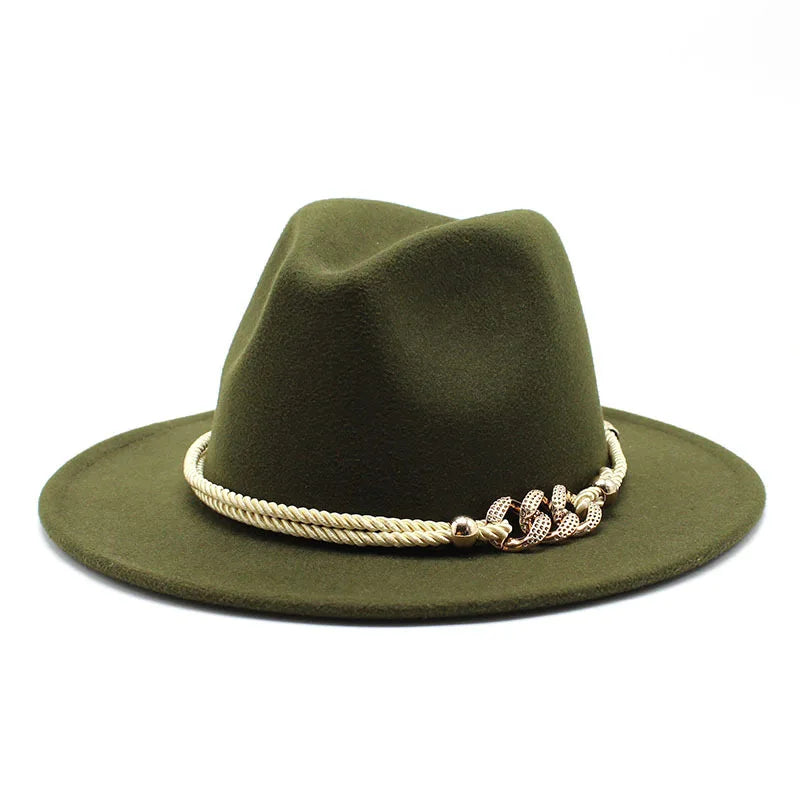 Fedora Hat – Rope Band With Chain Accent