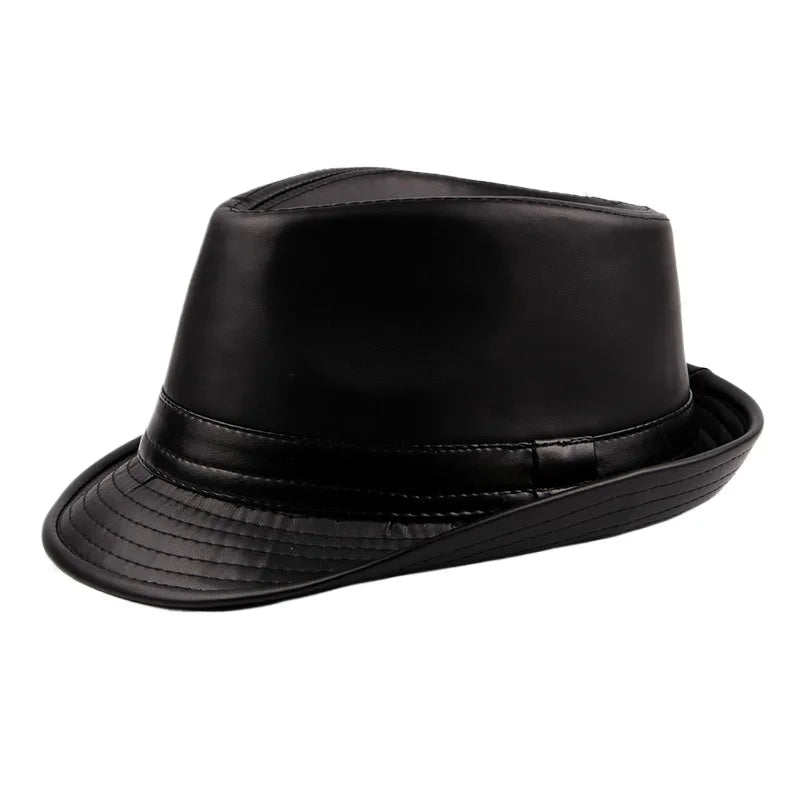 Trilby Hat – Black Faux Leather Urban Style
