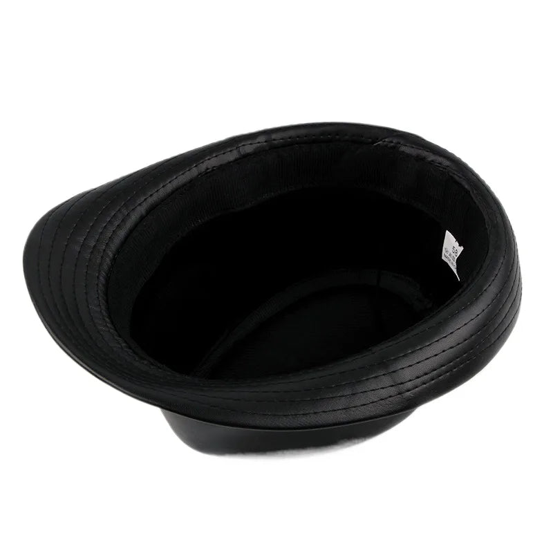 Trilby Hat – Black Faux Leather Urban Style