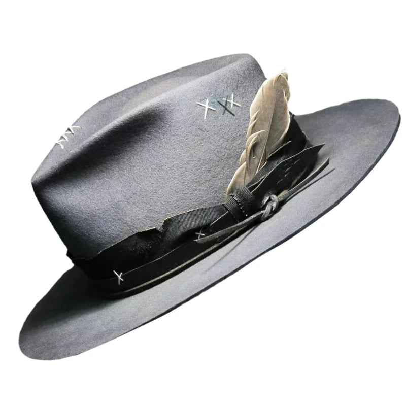 Wool Felt Cowboy Hat with Feather – Distinctive Western Flair