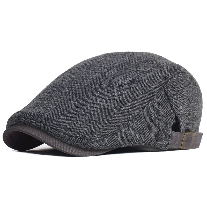 Classic Herringbone Flat Cap – Casual Vintage Look
