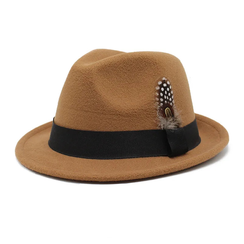 Classic Fedora Trilby Hat with Feather Accent