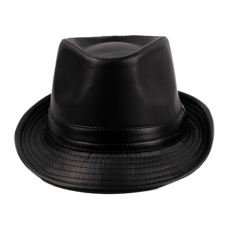 Trilby Hat – Black Faux Leather Urban Style