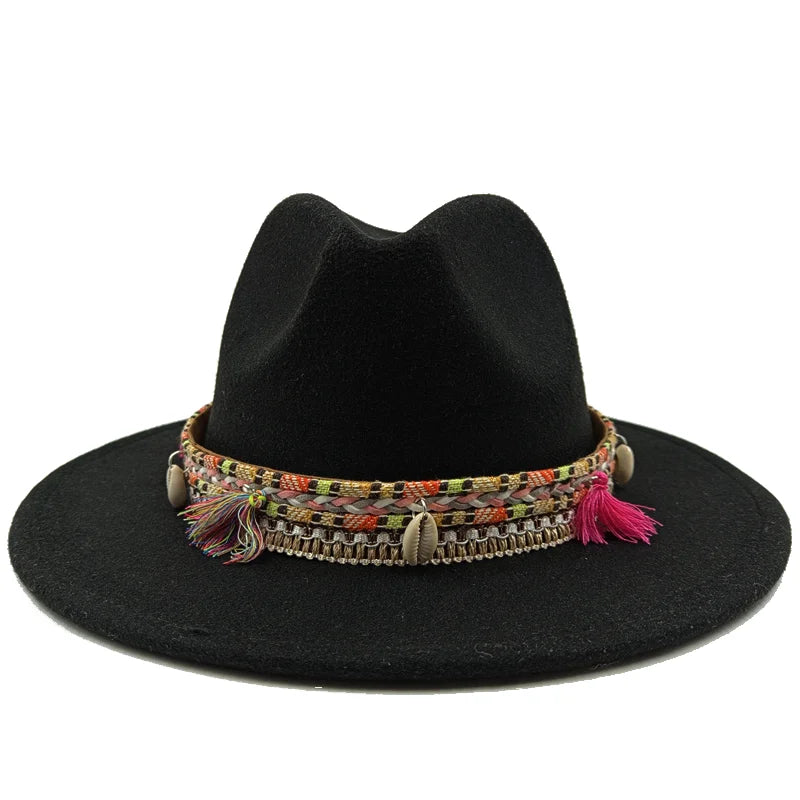 Fedora Hat – Bohemian Shell & Tassel Band