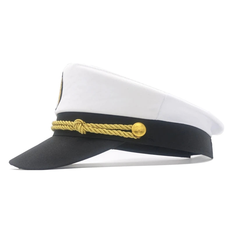 Captain Sailor Cap – Embroidered Crest & Rope Detail