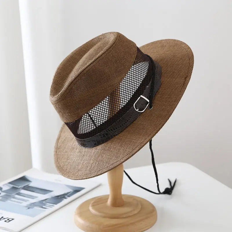 Panama Hat – Breathable Mesh Band & Chin Strap