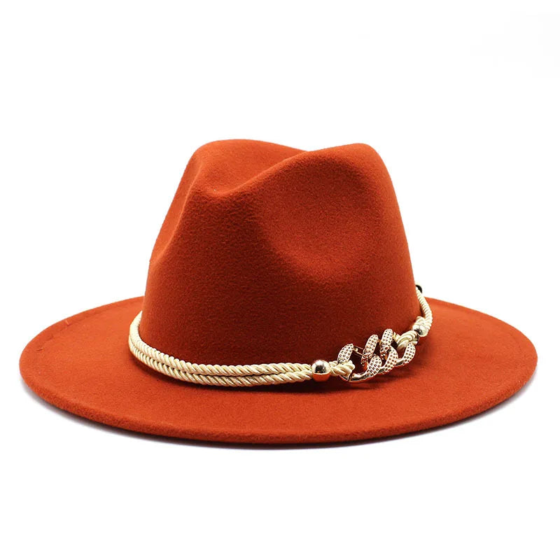 Fedora Hat – Rope Band With Chain Accent