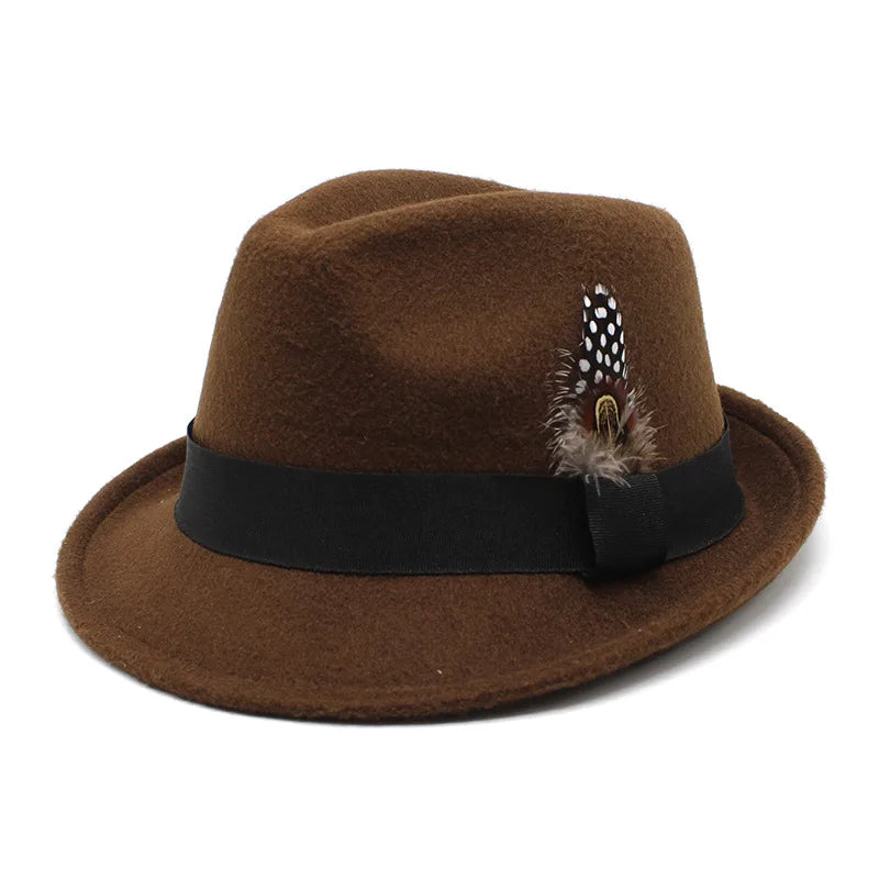 Classic Fedora Trilby Hat with Feather Accent