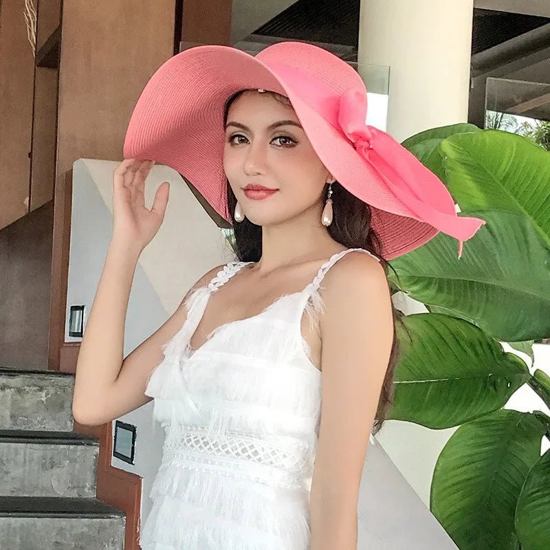 Straw Hat – Wide Brim With Elegant Bow Tie