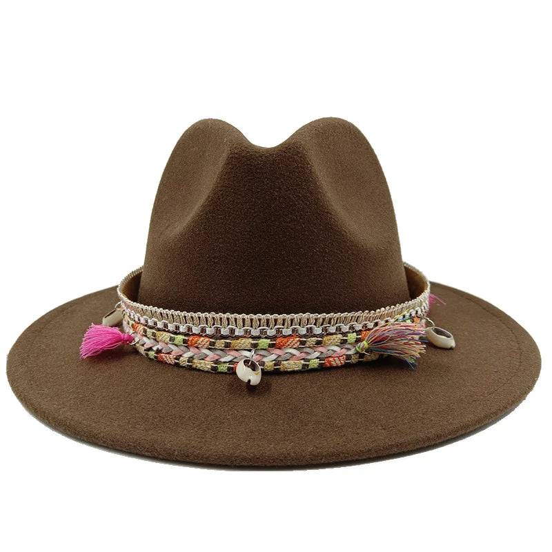 Fedora Hat – Bohemian Shell & Tassel Band
