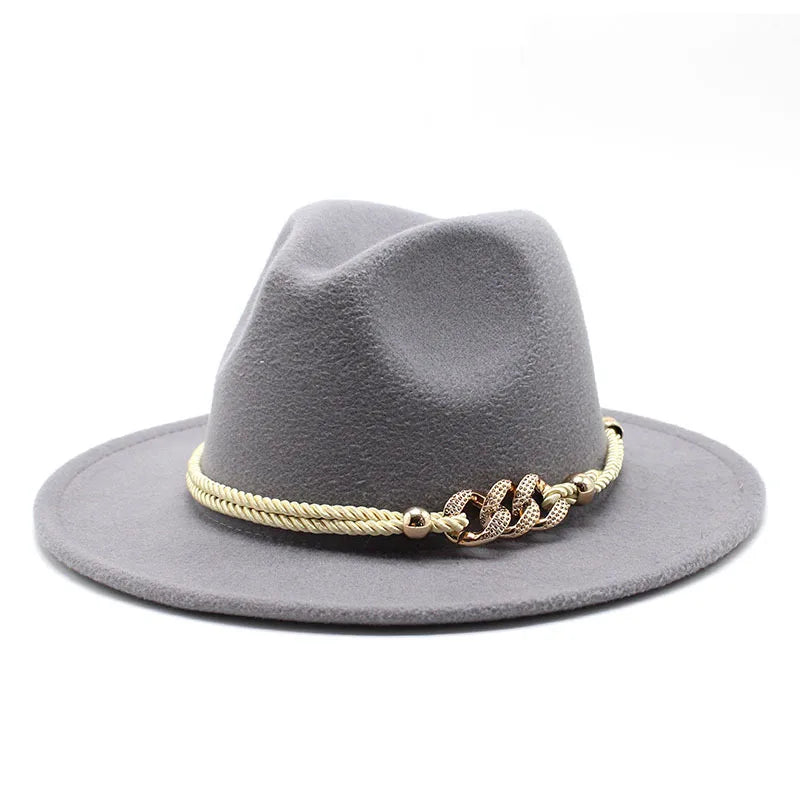 Fedora Hat – Rope Band With Chain Accent