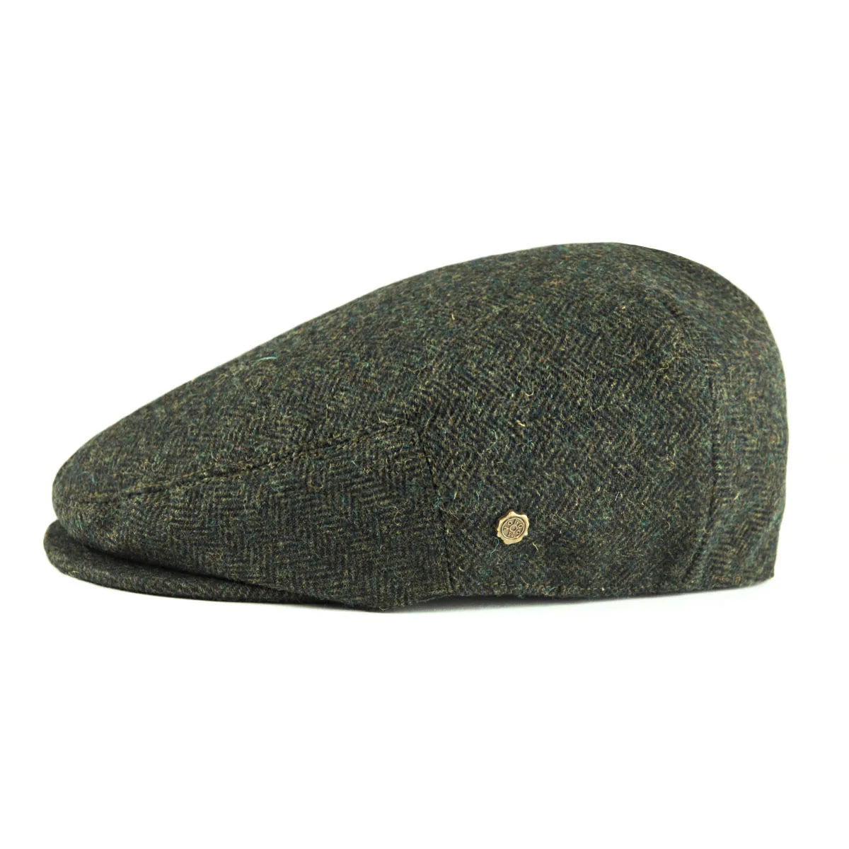 Flat Cap – Herringbone Wool Blend With Vintage Texture