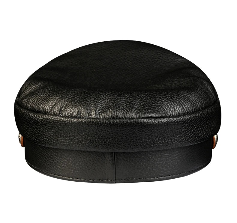 Leather Sailor Cap – Cowhide Badge & Contrast Strap