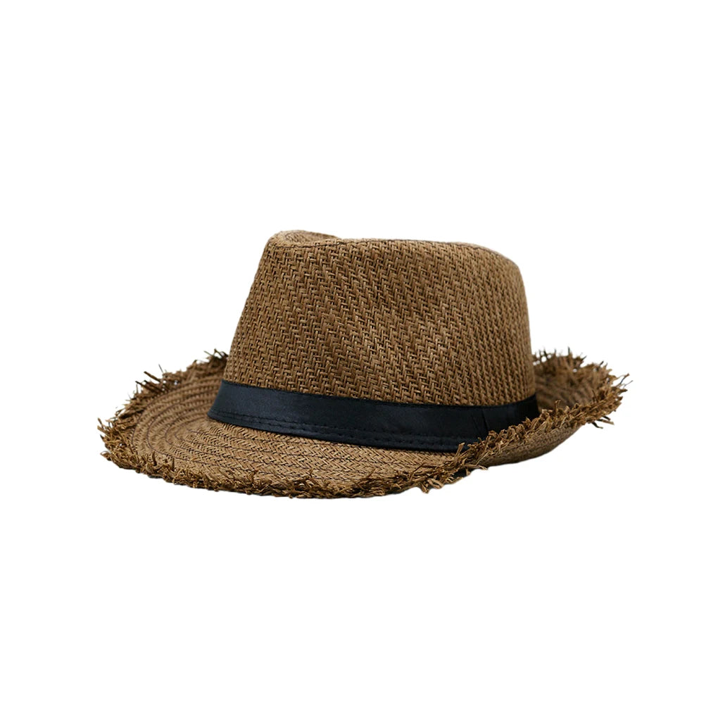Trilby Straw Hat – Frayed Brim Summer Style